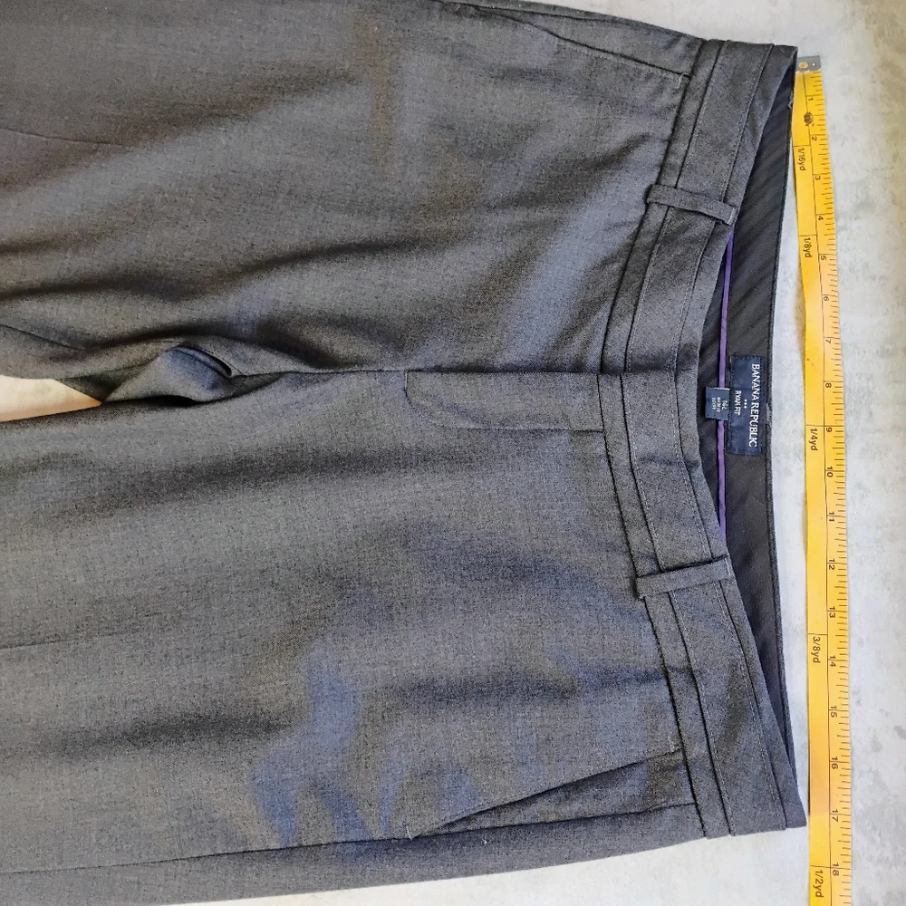 Banana Republic Ryan Fit Wide‎ Leg Trousers Gray Womens 14 Long Wool Business
